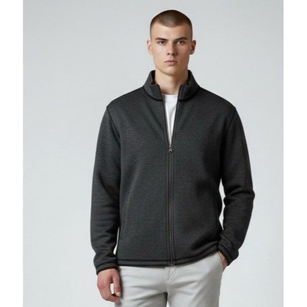 Vtg Full Zip Reversible Knit Jacket Black and Textured Gray XL Y2K Dadcore